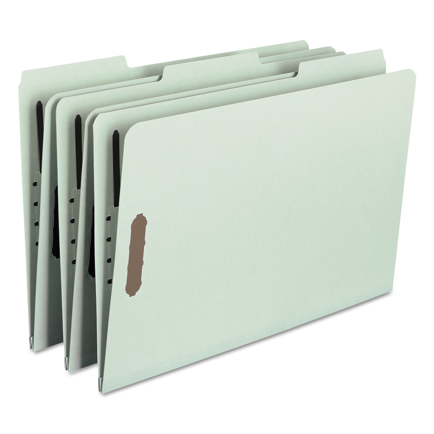 Smead Recycled Pressboard Fastener Folders, 1" Expansion, 2 Fasteners, Legal Size, Gray-Green Exterior, 25/Box (20003)