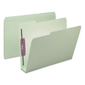 Smead Recycled Pressboard Fastener Folders, 1/3-Cut Tabs, Two SafeSHIELD Fasteners, 3" Expansion, Letter Size, Gray-Green, 25/Box (14944)