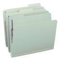Smead Recycled Pressboard Fastener Folders, 1/3-Cut Tabs, Two SafeSHIELD Fasteners, 1" Expansion, Letter Size, Gray-Green, 25/Box (14931)