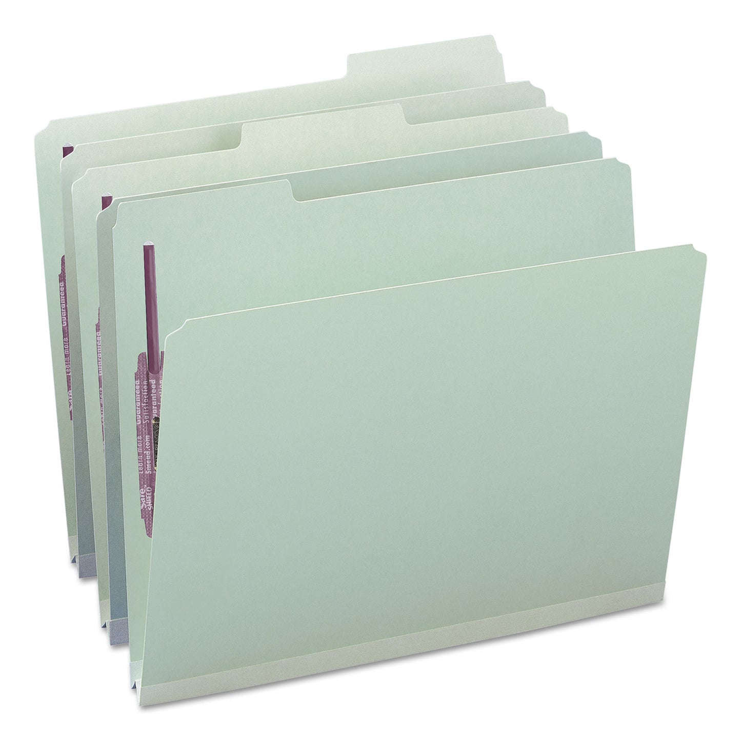 Smead Recycled Pressboard Fastener Folders, 1/3-Cut Tabs, Two SafeSHIELD Fasteners, 1" Expansion, Letter Size, Gray-Green, 25/Box (14931)