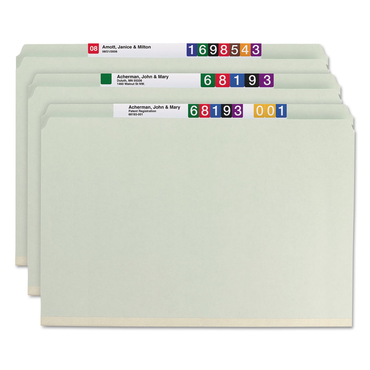 Smead Recycled Pressboard Fastener Folders, Straight Tabs, Two SafeSHIELD Fasteners, 2" Expansion, Legal Size, Gray-Green, 25/Box (19910)