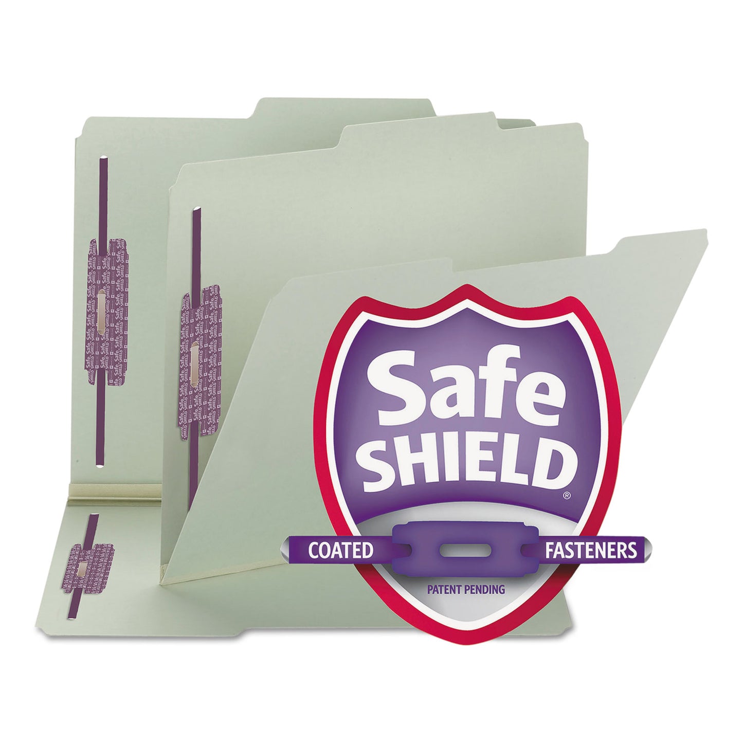 Smead Recycled Pressboard Folders, Two SafeSHIELD Coated Fasteners, 2/5-Cut: R of C, 1" Expansion, Letter Size, Gray-Green, 25/Box (14980)