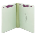 Smead Recycled Pressboard Fastener Folders, Straight Tabs, Two SafeSHIELD Fasteners, 2" Expansion, Letter Size, Gray-Green, 25/Box (14910)