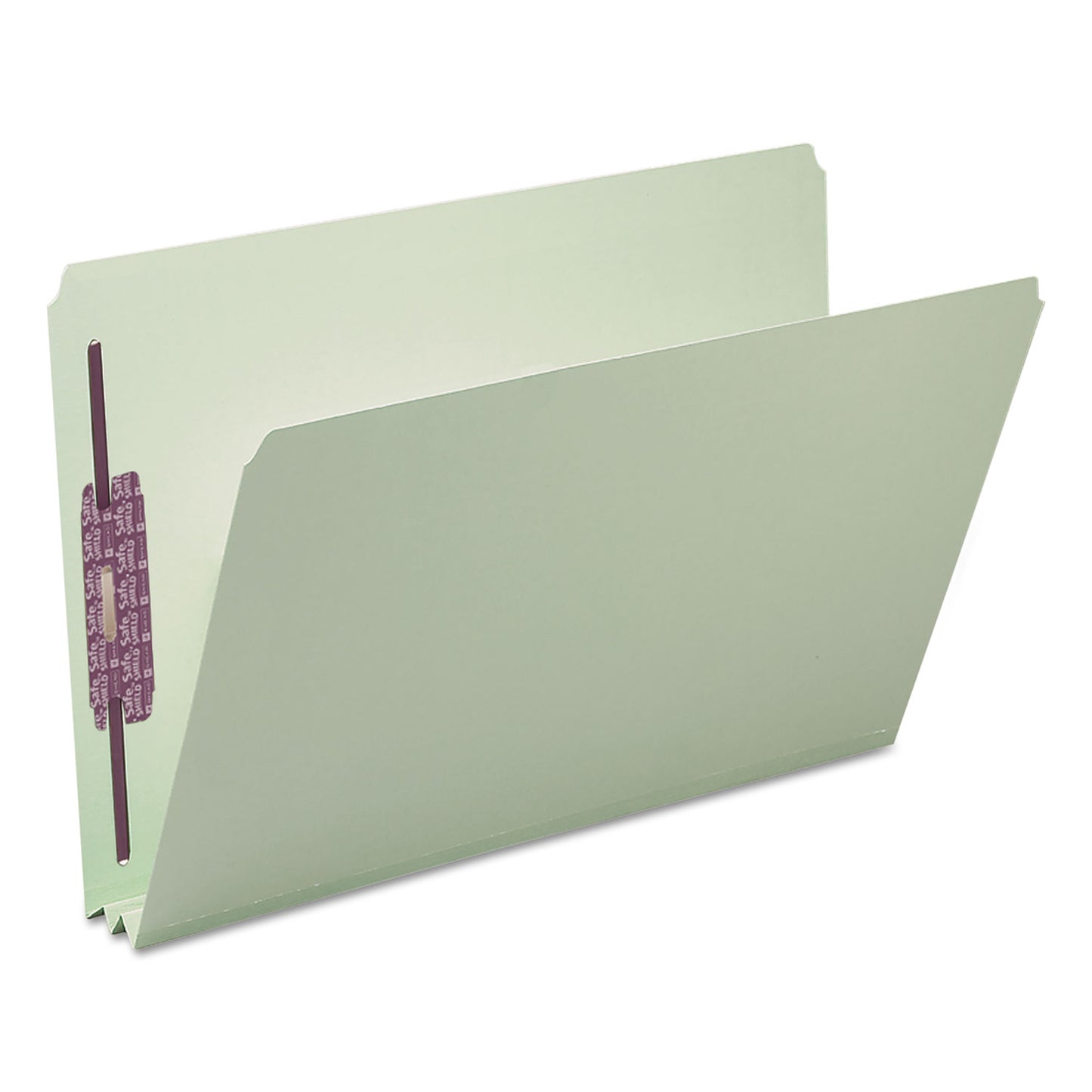 Smead Recycled Pressboard Fastener Folders, Straight Tabs, Two SafeSHIELD Fasteners, 2" Expansion, Legal Size, Gray-Green, 25/Box (19910)