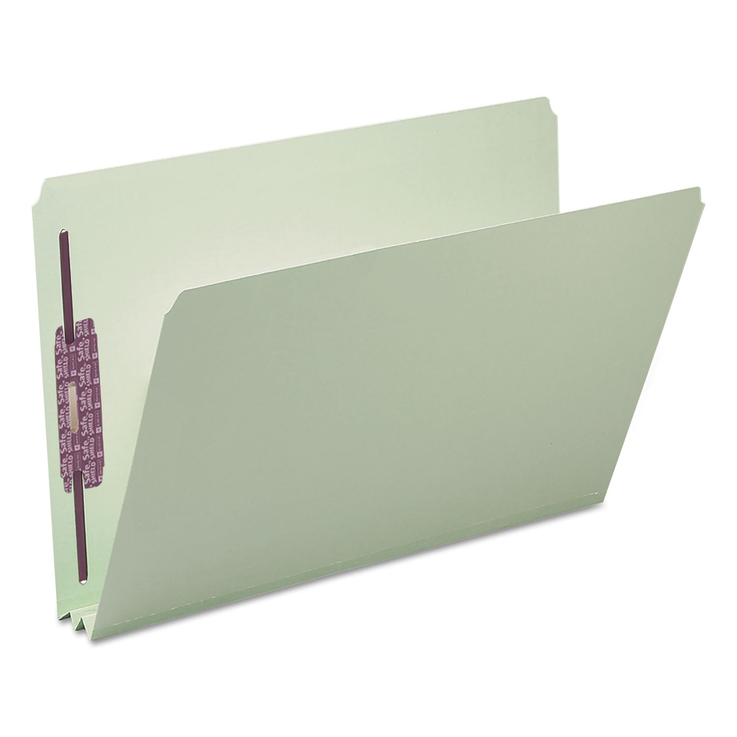 Smead Recycled Pressboard Fastener Folders, Straight Tabs, Two SafeSHIELD Fasteners, 2" Expansion, Legal Size, Gray-Green, 25/Box (19910)
