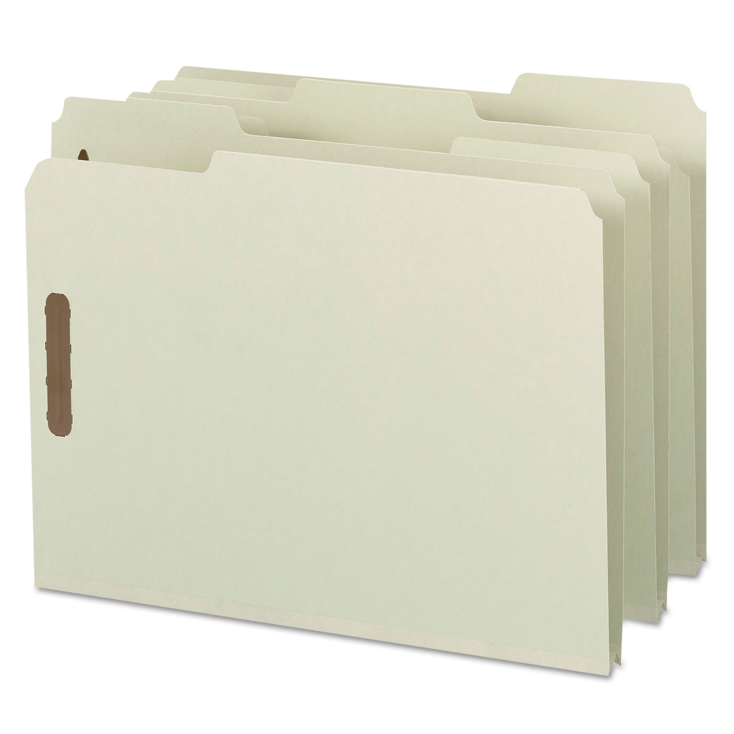 Smead Recycled Pressboard Fastener Folders, 1" Expansion, 2 Fasteners, Letter Size, Gray-Green Exterior, 25/Box (15003)