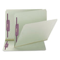 Smead Recycled Pressboard Fastener Folders, Straight Tabs, Two SafeSHIELD Fasteners, 2" Expansion, Letter Size, Gray-Green, 25/Box (14910)