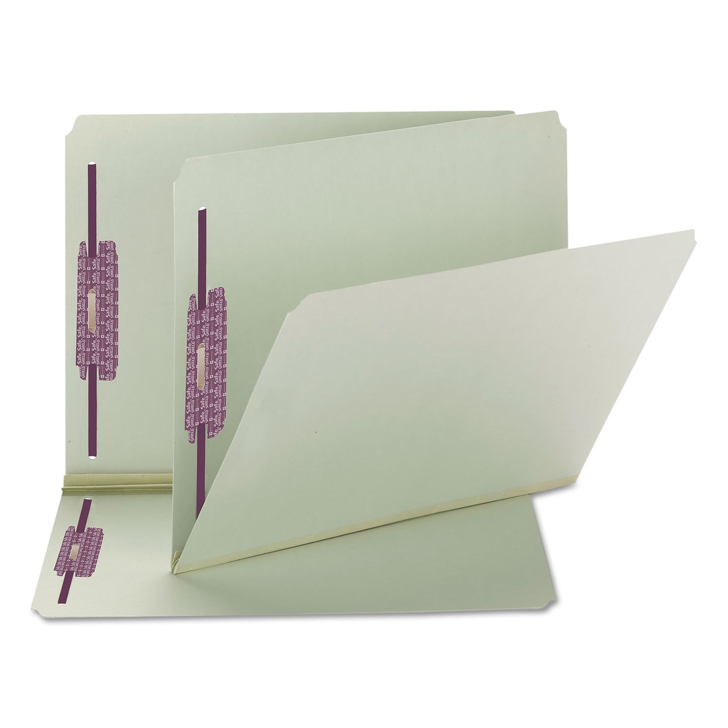 Smead Recycled Pressboard Fastener Folders, Straight Tabs, Two SafeSHIELD Fasteners, 2" Expansion, Letter Size, Gray-Green, 25/Box (14910)