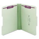 Smead Recycled Pressboard Fastener Folders, 1/3-Cut Tabs, Two SafeSHIELD Fasteners, 3" Expansion, Letter Size, Gray-Green, 25/Box (14944)
