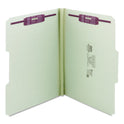 Smead Recycled Pressboard Fastener Folders, 1/3-Cut Tabs, Two SafeSHIELD Fasteners, 1" Expansion, Letter Size, Gray-Green, 25/Box (14931)