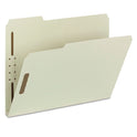 Smead Recycled Pressboard Fastener Folders, 1" Expansion, 2 Fasteners, Letter Size, Gray-Green Exterior, 25/Box (15003)