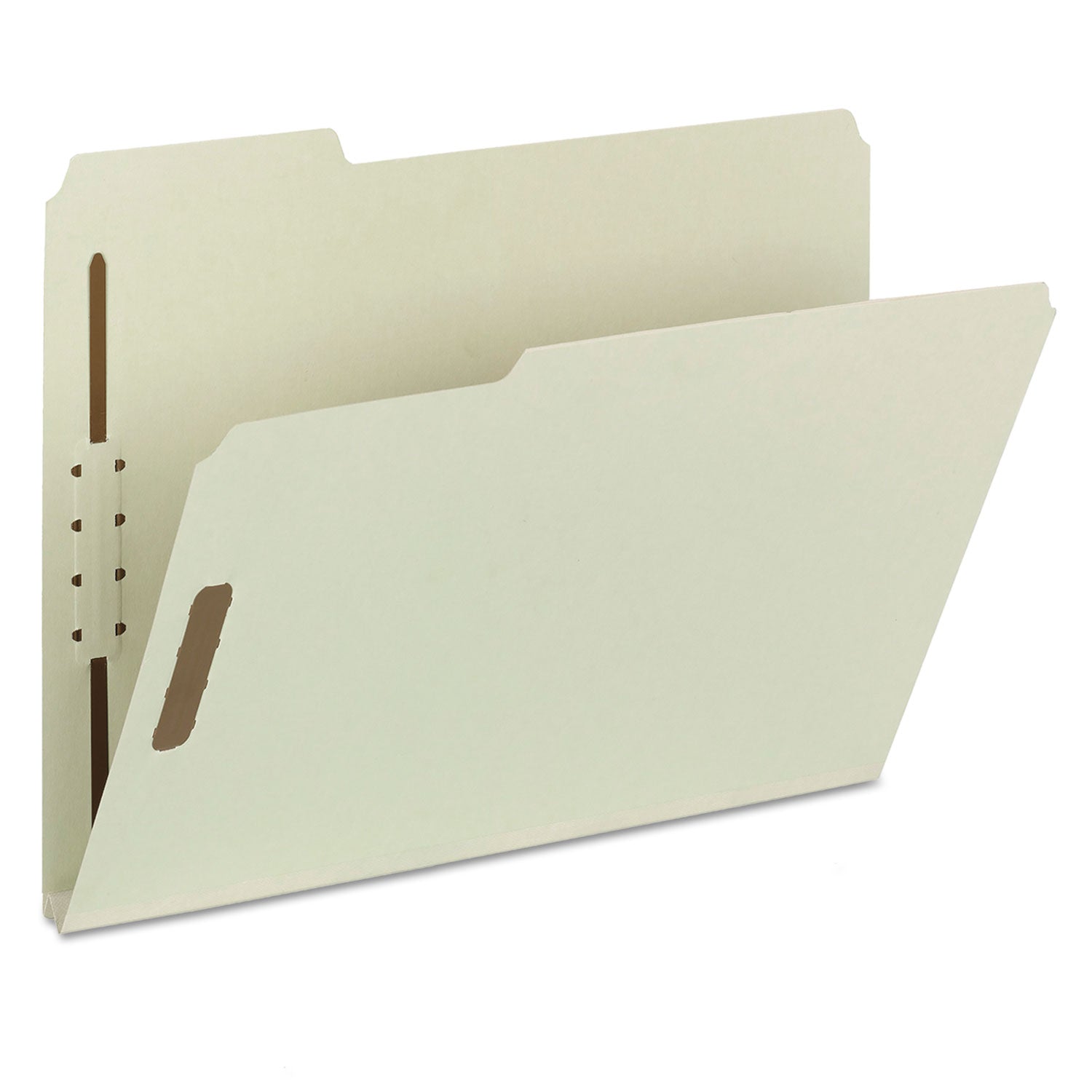 Smead Recycled Pressboard Fastener Folders, 1" Expansion, 2 Fasteners, Letter Size, Gray-Green Exterior, 25/Box (15003)