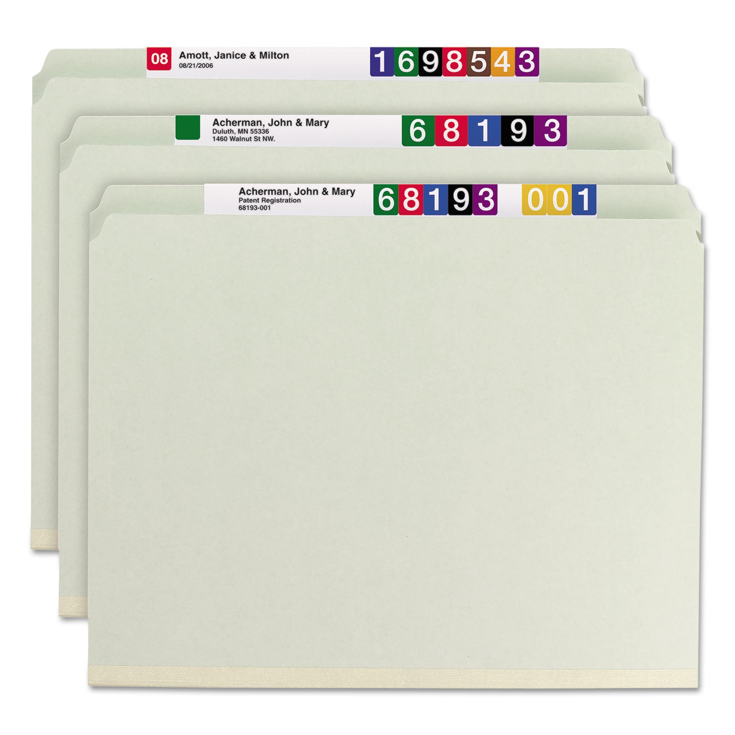 Smead Recycled Pressboard Fastener Folders, Straight Tabs, Two SafeSHIELD Fasteners, 2" Expansion, Letter Size, Gray-Green, 25/Box (14910)