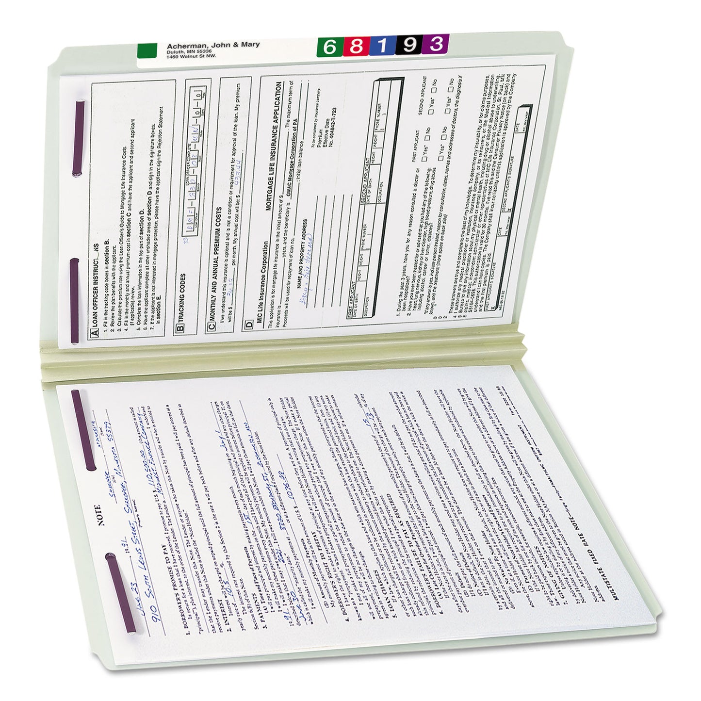 Smead Recycled Pressboard Fastener Folders, Straight Tabs, Two SafeSHIELD Fasteners, 2" Expansion, Legal Size, Gray-Green, 25/Box (19910)