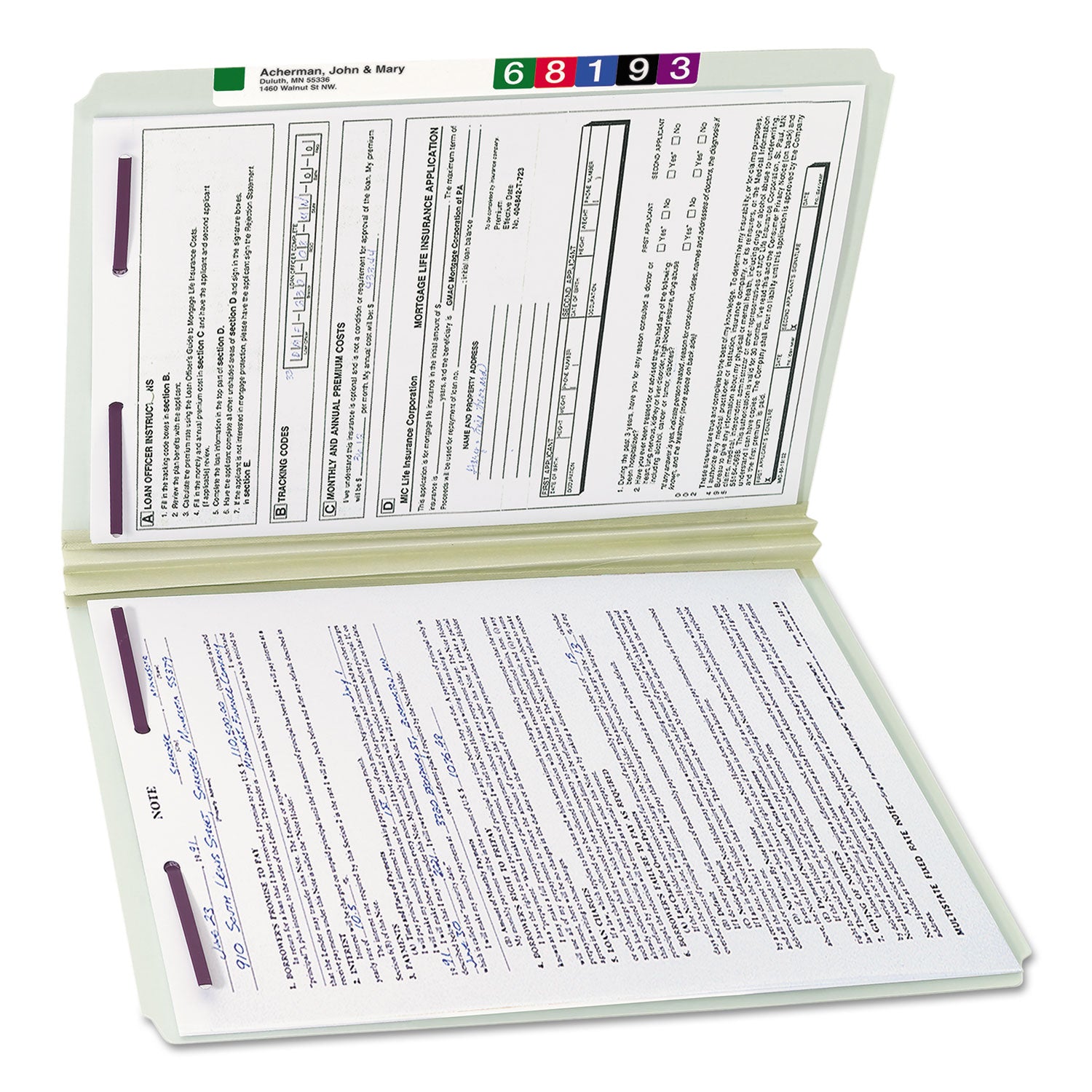 Smead Recycled Pressboard Fastener Folders, Straight Tabs, Two SafeSHIELD Fasteners, 2" Expansion, Legal Size, Gray-Green, 25/Box (19910)