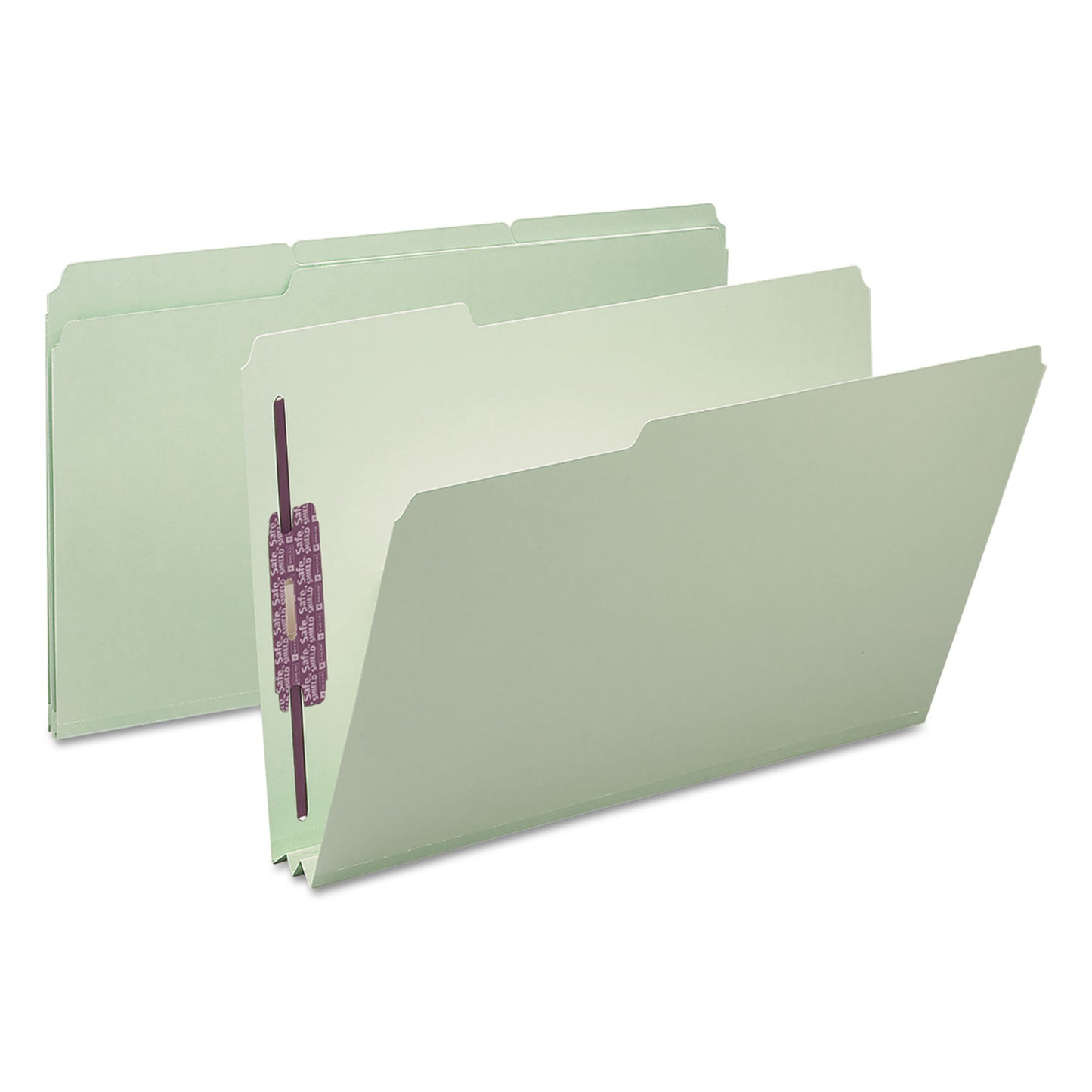 Smead Recycled Pressboard Fastener Folders, 1/3-Cut Tabs, Two SafeSHIELD Fasteners, 2" Expansion, Legal Size, Gray-Green, 25/Box (19934)