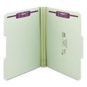 Smead Recycled Pressboard Fastener Folders, 1/3-Cut Tabs, Two SafeSHIELD Fasteners, 2" Expansion, Letter Size, Gray-Green, 25/Box (14934)