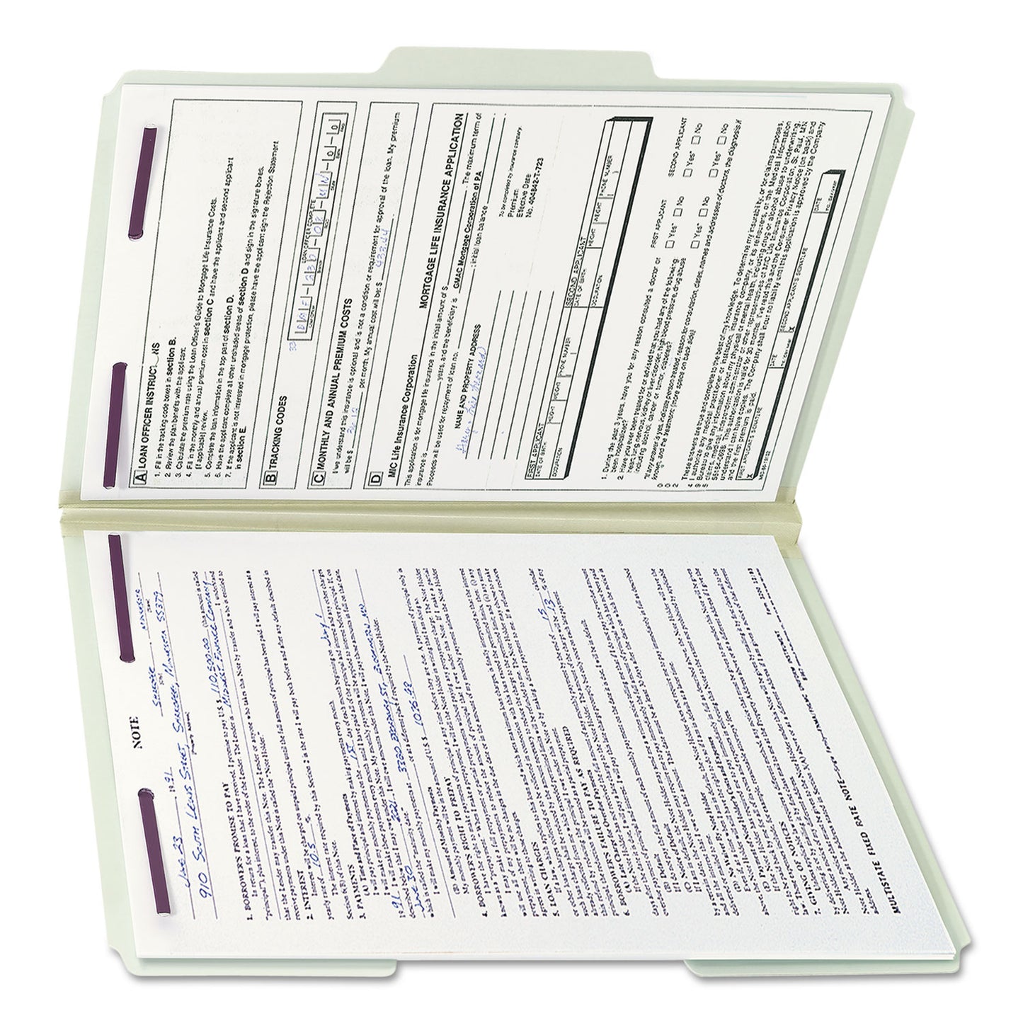 Smead Recycled Pressboard Fastener Folders, 1/3-Cut Tabs, Two SafeSHIELD Fasteners, 1" Expansion, Legal Size, Gray-Green, 25/Box (19931)