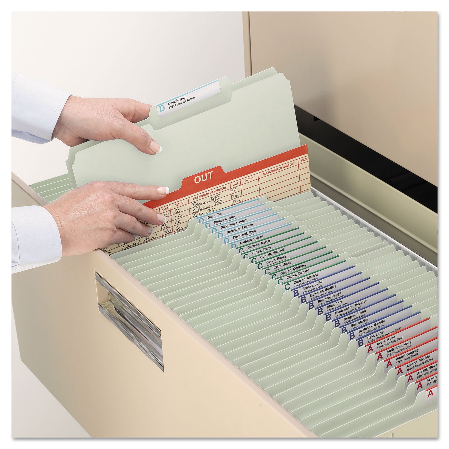 Smead Recycled Pressboard Folders, Two SafeSHIELD Coated Fasteners, 2/5-Cut: R of C, 2" Expansion, Legal Size, Gray-Green, 25/Box (19982)