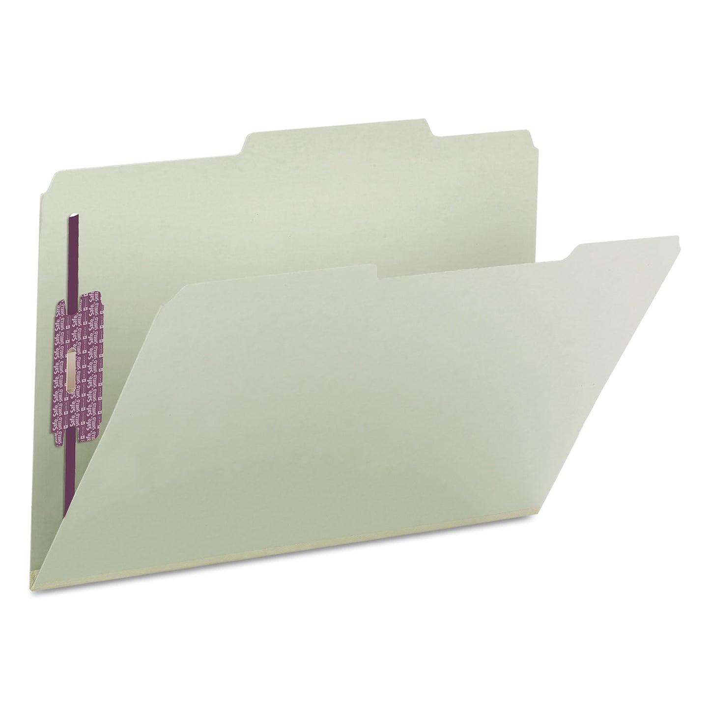 Smead Recycled Pressboard Folders, Two SafeSHIELD Coated Fasteners, 2/5-Cut: R of C, 2" Expansion, Legal Size, Gray-Green, 25/Box (19982)
