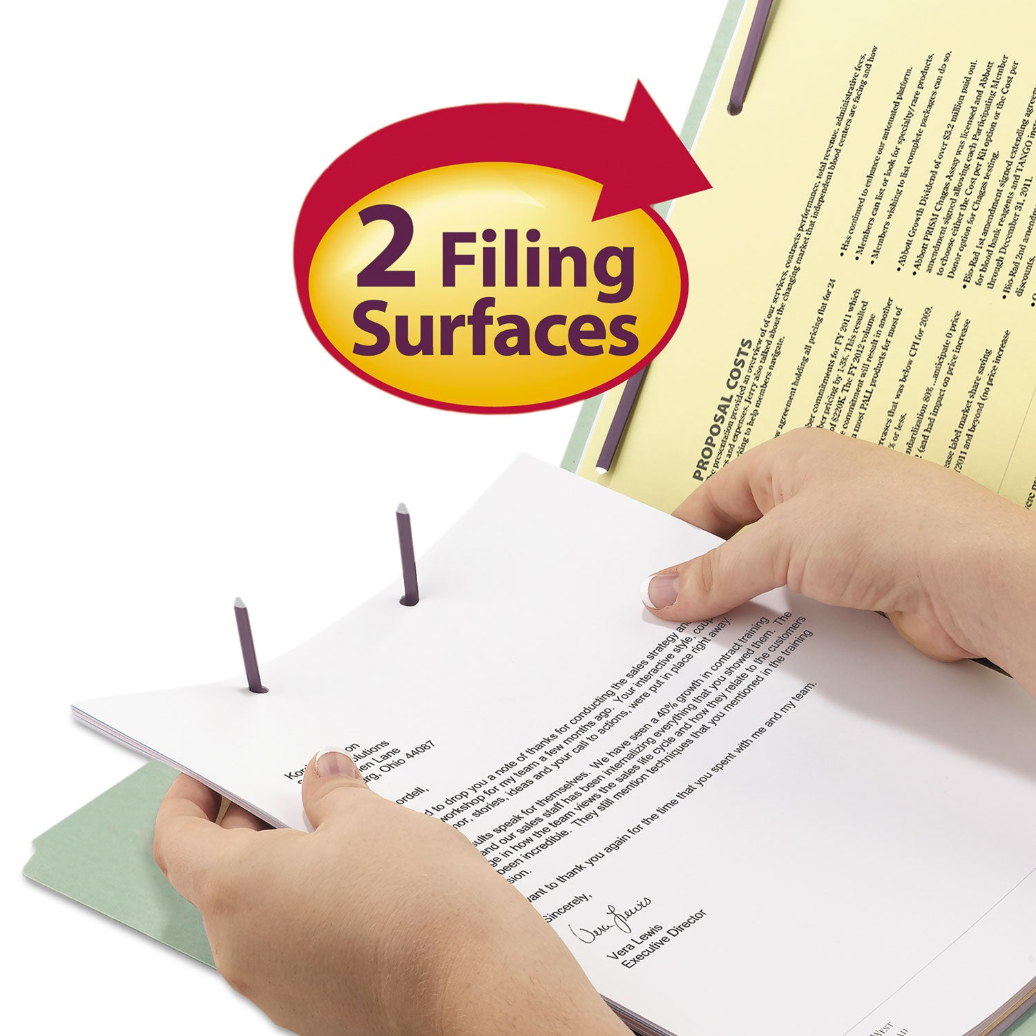 Smead Recycled Pressboard Folders, Two SafeSHIELD Coated Fasteners, 2/5-Cut: R of C, 2" Expansion, Legal Size, Gray-Green, 25/Box (19982)