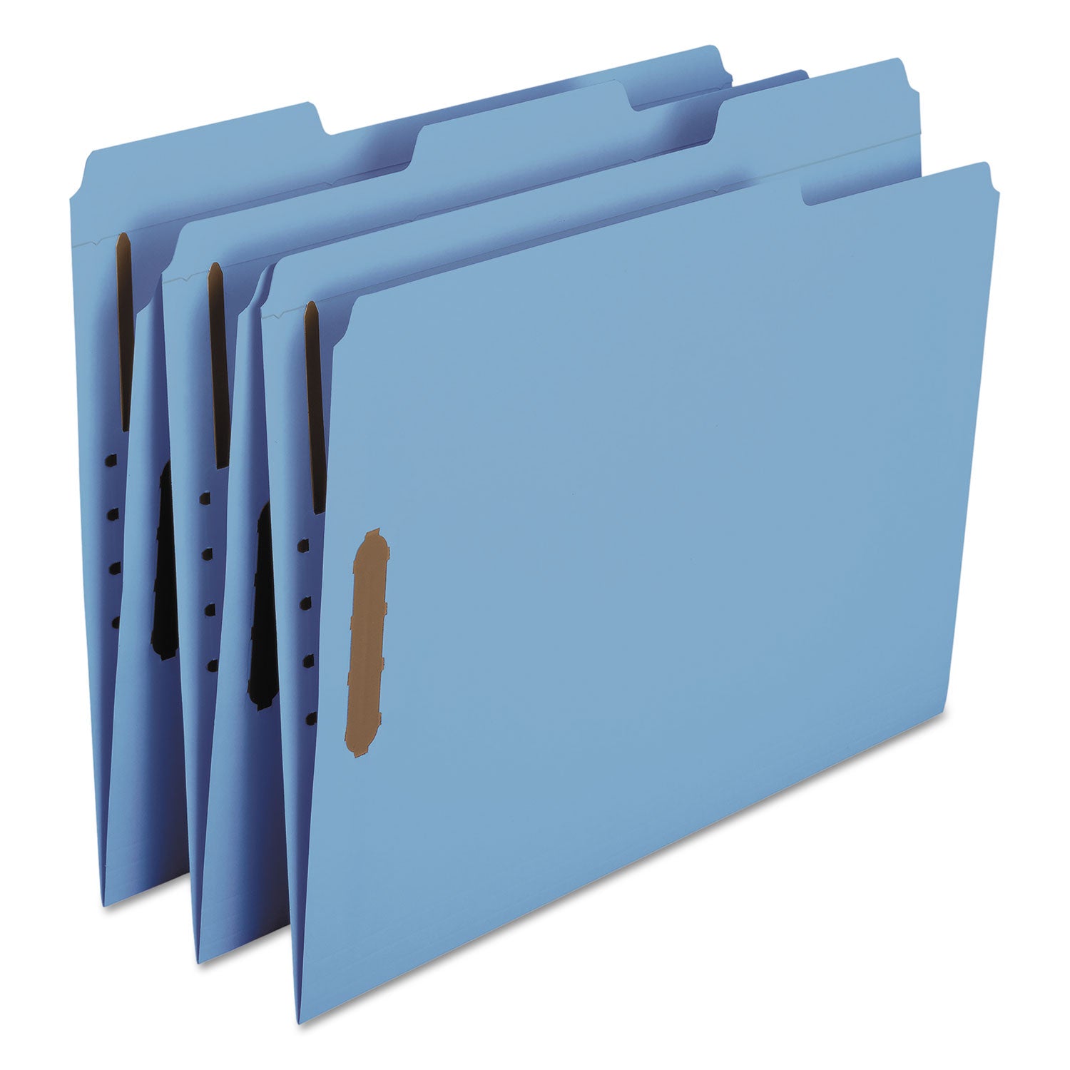 Smead Top Tab Colored Fastener Folders, 0.75" Expansion, 2 Fasteners, Letter Size, Blue Exterior, 50/Box (12040)