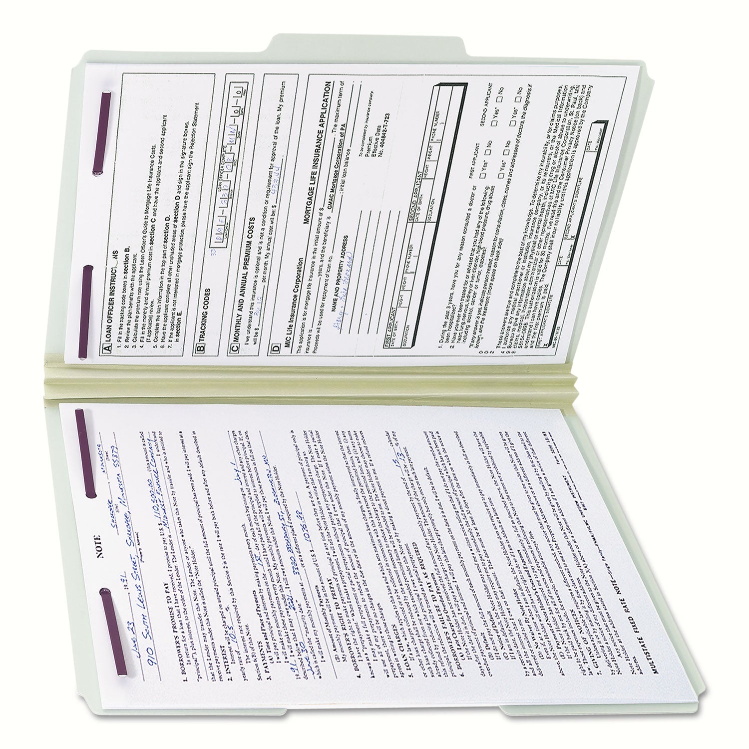 Smead Recycled Pressboard Fastener Folders, 1/3-Cut Tabs, Two SafeSHIELD Fasteners, 2" Expansion, Legal Size, Gray-Green, 25/Box (19934)
