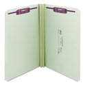 Smead Recycled Pressboard Fastener Folders, Straight Tabs, Two SafeSHIELD Fasteners, 2" Expansion, Legal Size, Gray-Green, 25/Box (19910)