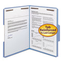 Smead Top Tab Colored Fastener Folders, 0.75" Expansion, 2 Fasteners, Letter Size, Blue Exterior, 50/Box (12040)