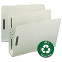 Smead Recycled Pressboard Fastener Folders, 3" Expansion, 2 Fasteners, Letter Size, Gray-Green Exterior, 25/Box (15005)