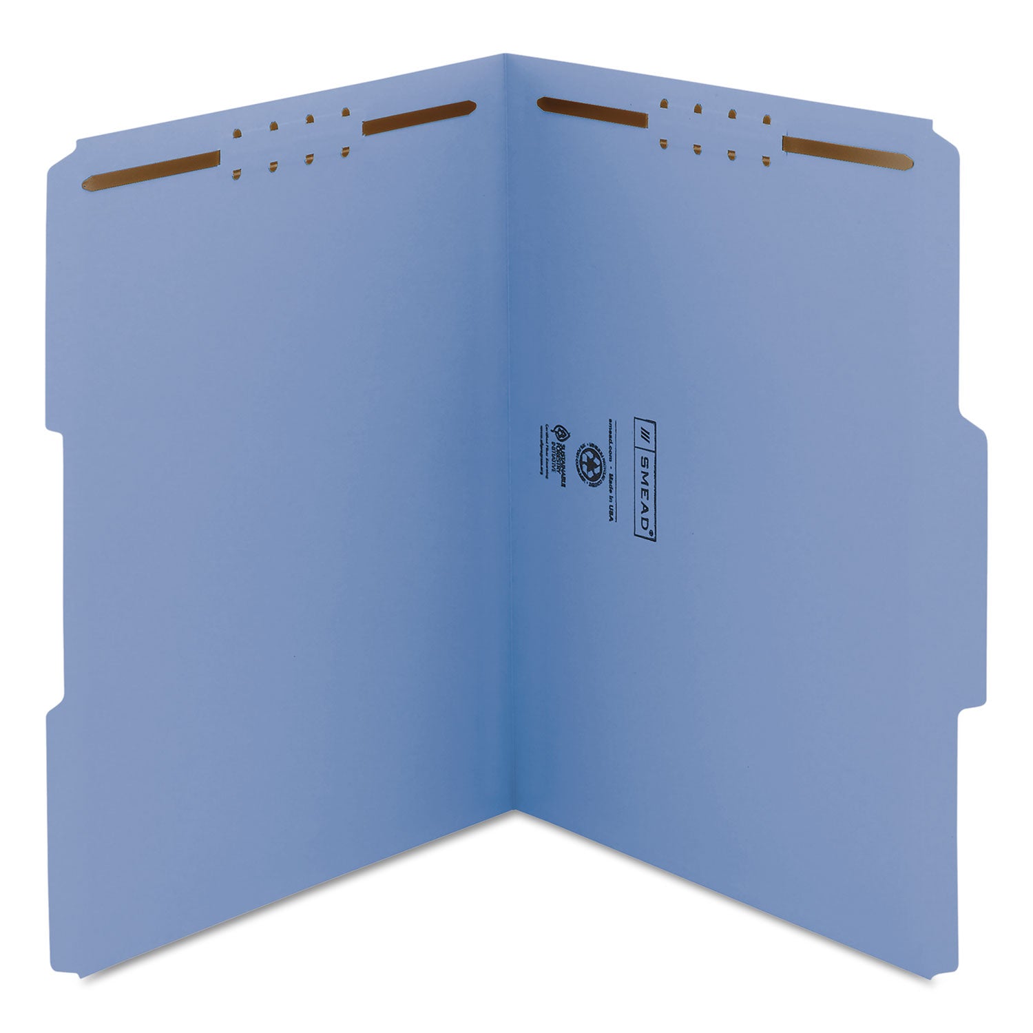 Smead Top Tab Colored Fastener Folders, 0.75" Expansion, 2 Fasteners, Letter Size, Blue Exterior, 50/Box (12040)
