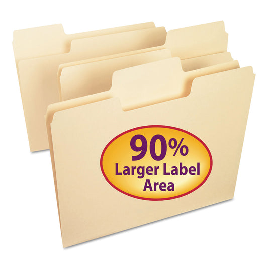 Smead SuperTab Top Tab File Folders, 1/3-Cut Tabs: Assorted, Letter Size, 0.75" Expansion, 11-pt Manila, 100/Box (10301)