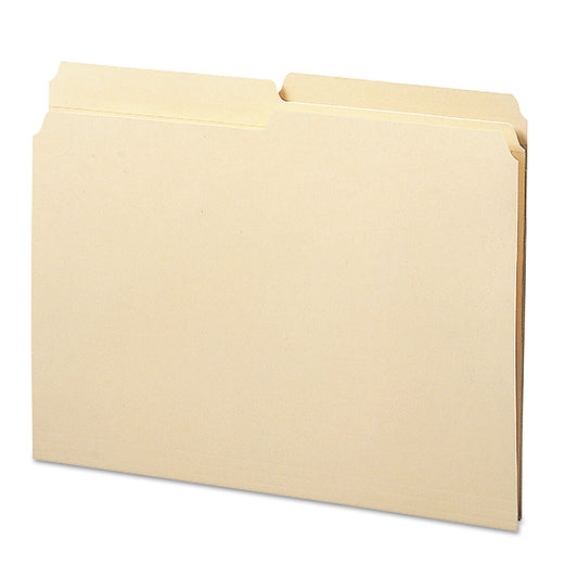 Smead Reinforced Tab Manila File Folders, 1/2-Cut Tabs: Assorted, Letter Size, 0.75" Expansion, 11-pt Manila, 100/Box (10326)