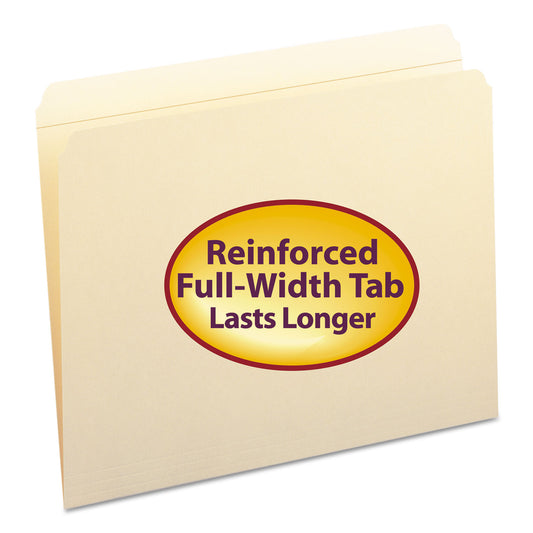 Smead Reinforced Tab Manila File Folders, Straight Tabs, Letter Size, 0.75" Expansion, 11-pt Manila, 100/Box (10310)