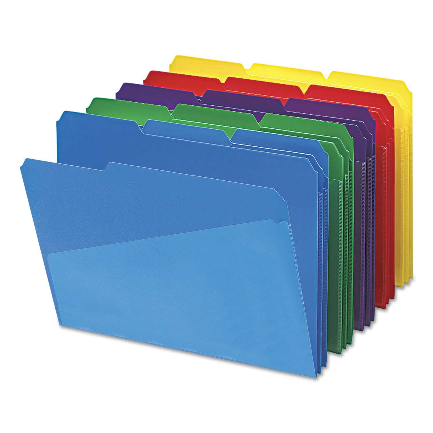 Smead Poly Colored File Folders With Slash Pocket, 1/3-Cut Tabs: Assorted, Letter Size, 0.75" Expansion, Assorted Colors, 30/Box (10540)