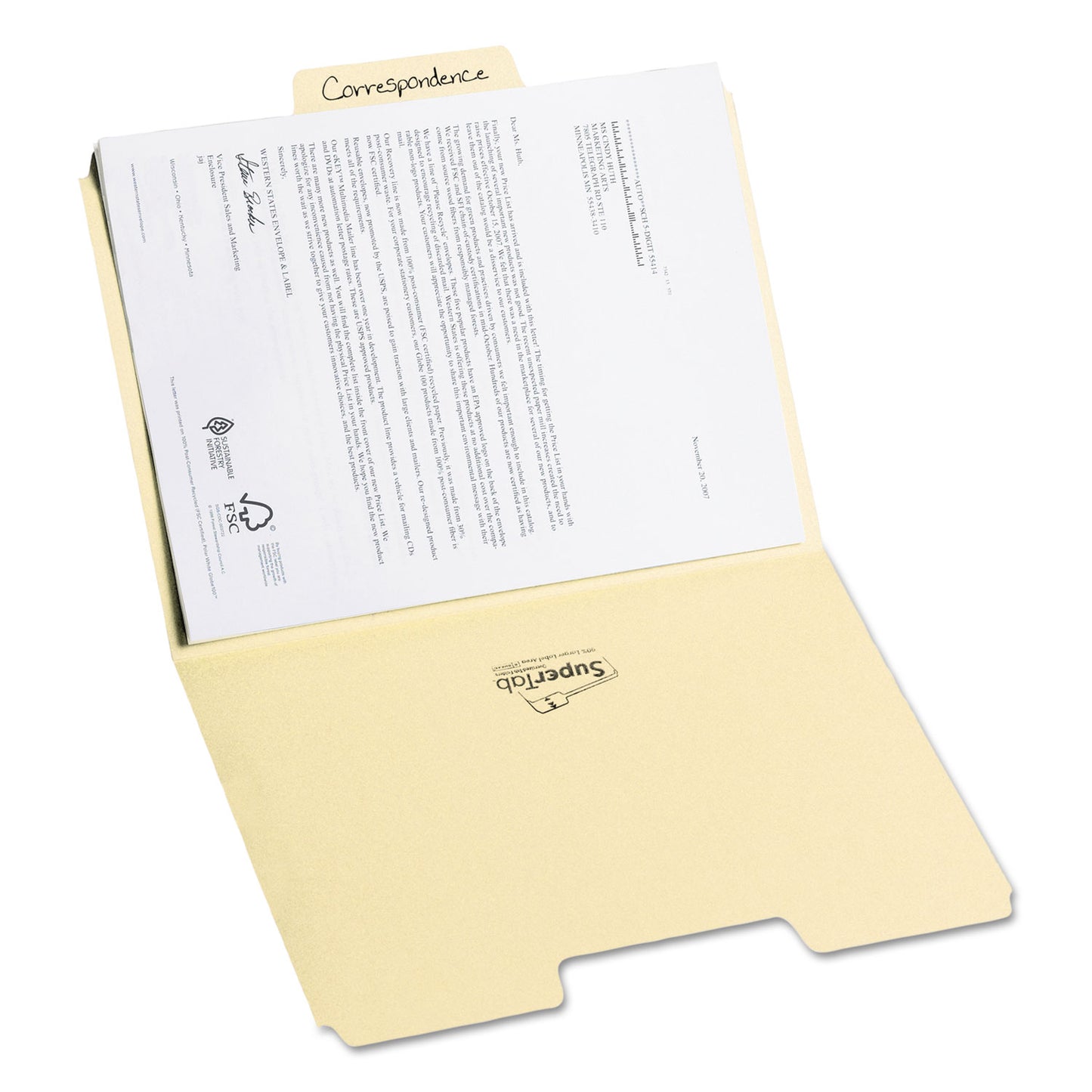 Smead SuperTab Top Tab File Folders, 1/3-Cut Tabs: Assorted, Letter Size, 0.75" Expansion, 11-pt Manila, 100/Box (10301)