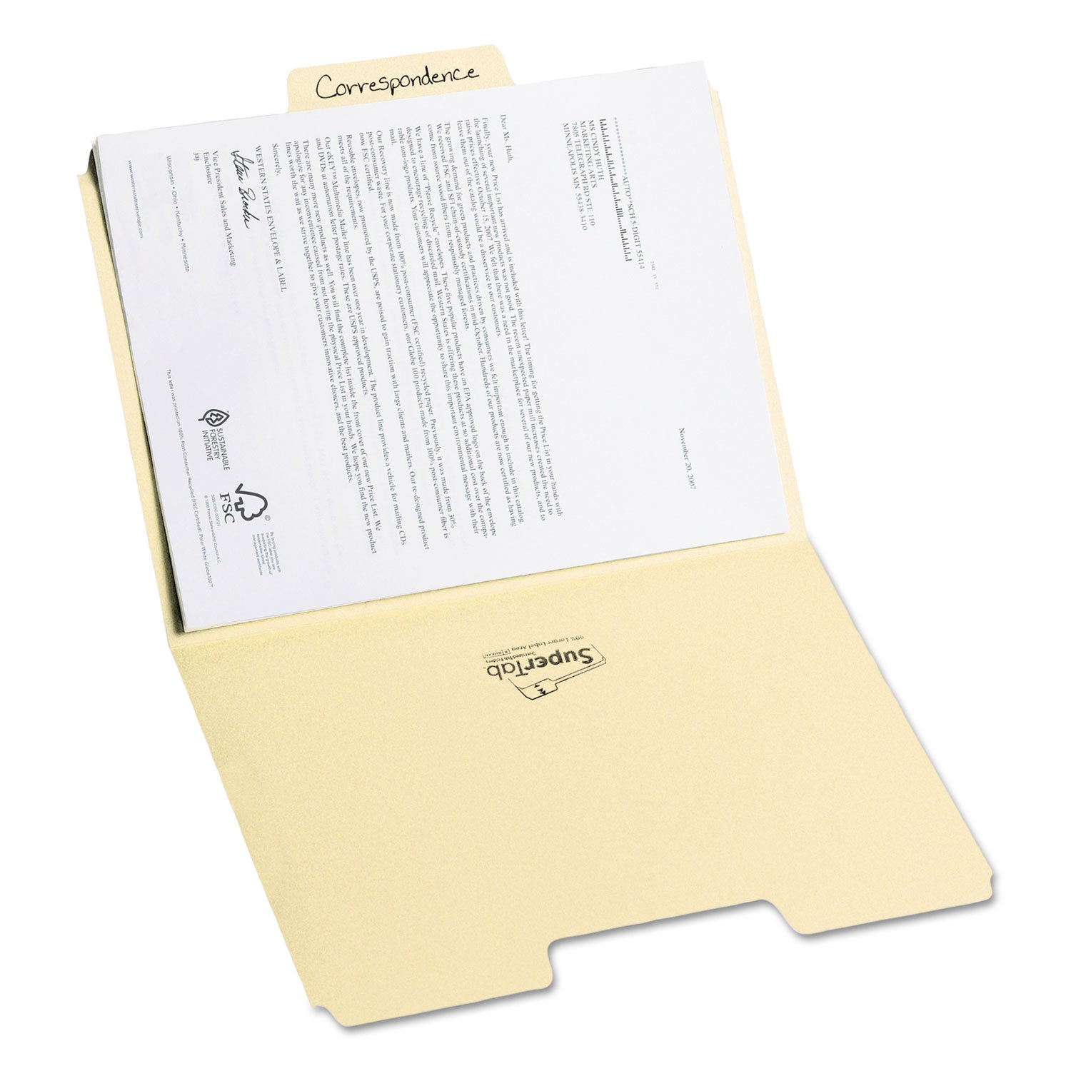 Smead SuperTab Top Tab File Folders, 1/3-Cut Tabs: Assorted, Letter Size, 0.75" Expansion, 11-pt Manila, 100/Box (10301)