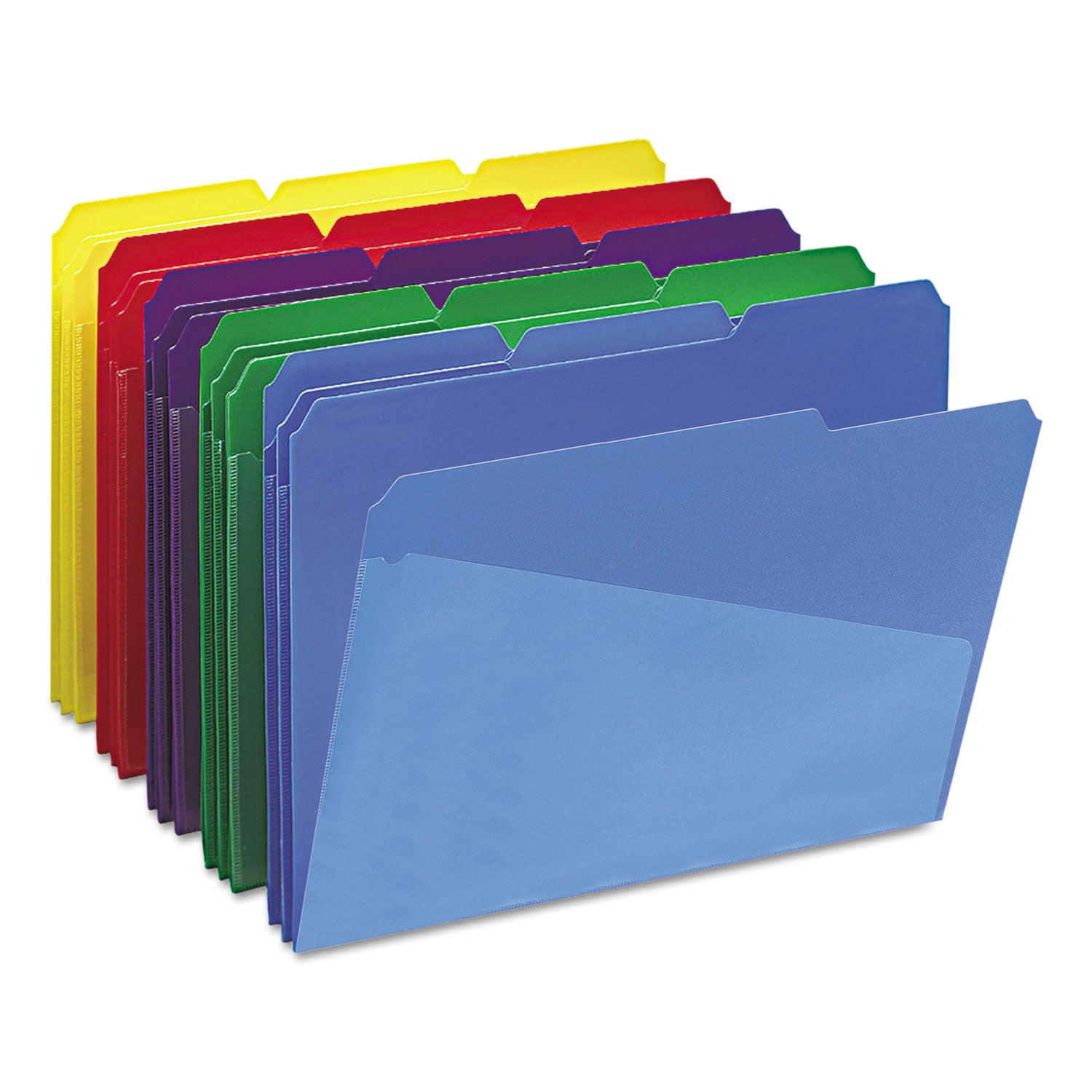 Smead Poly Colored File Folders With Slash Pocket, 1/3-Cut Tabs: Assorted, Letter Size, 0.75" Expansion, Assorted Colors, 30/Box (10540)