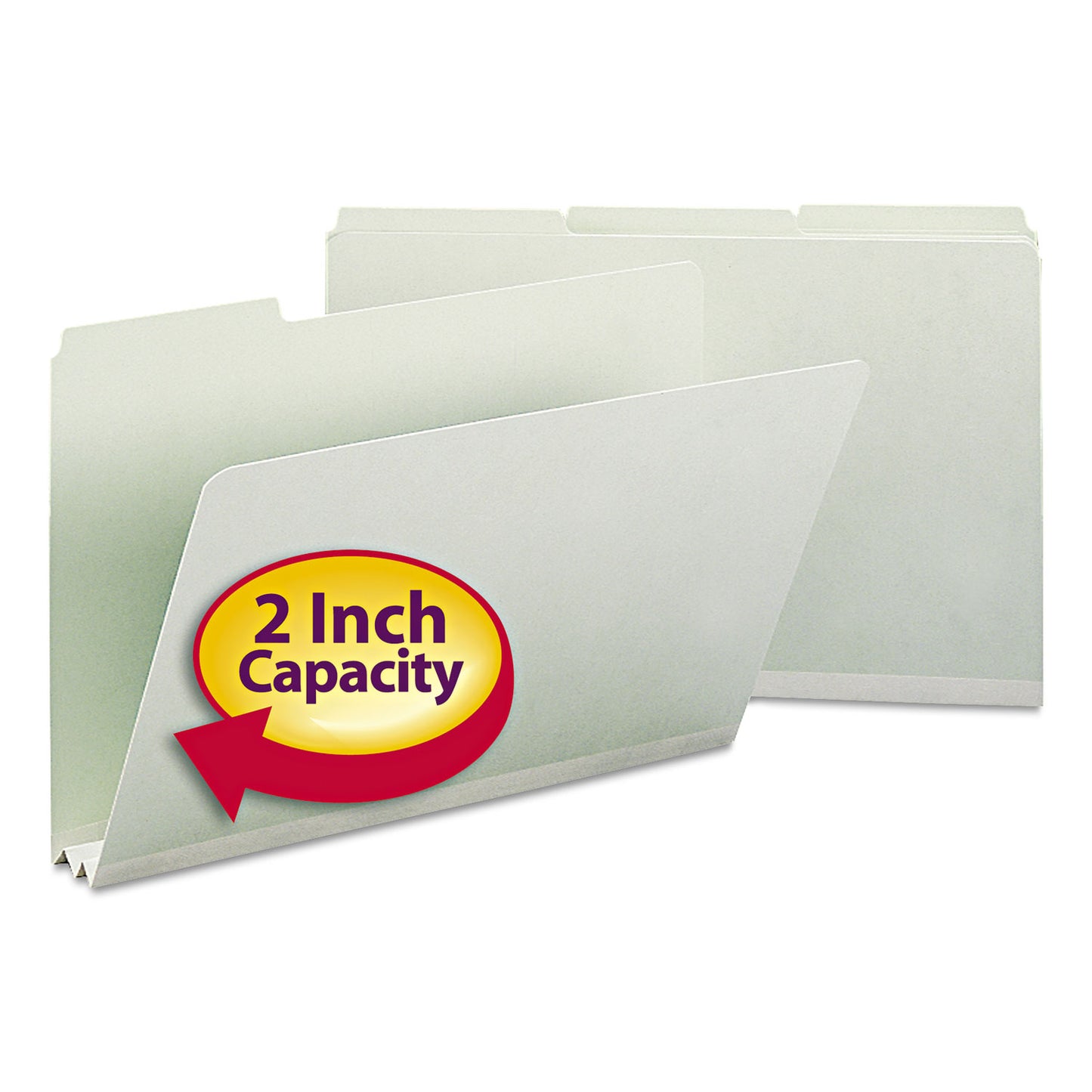 Smead Expanding Recycled Heavy Pressboard Folders, 1/3-Cut Tabs: Assorted, Legal Size, 2" Expansion, Gray-Green, 25/Box (18234)