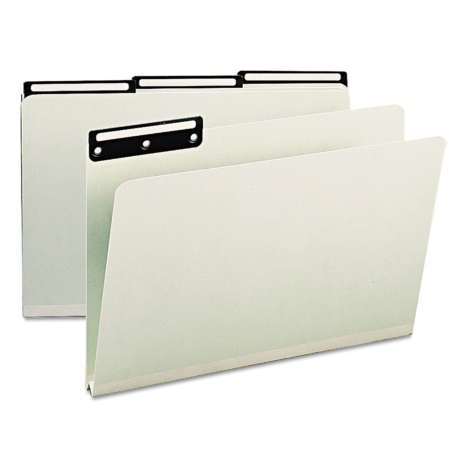 Smead Recycled Heavy Pressboard File Folders with Insertable 1/3-Cut Metal Tabs, Legal Size, 1" Expansion, Gray-Green, 25/Box (18430)