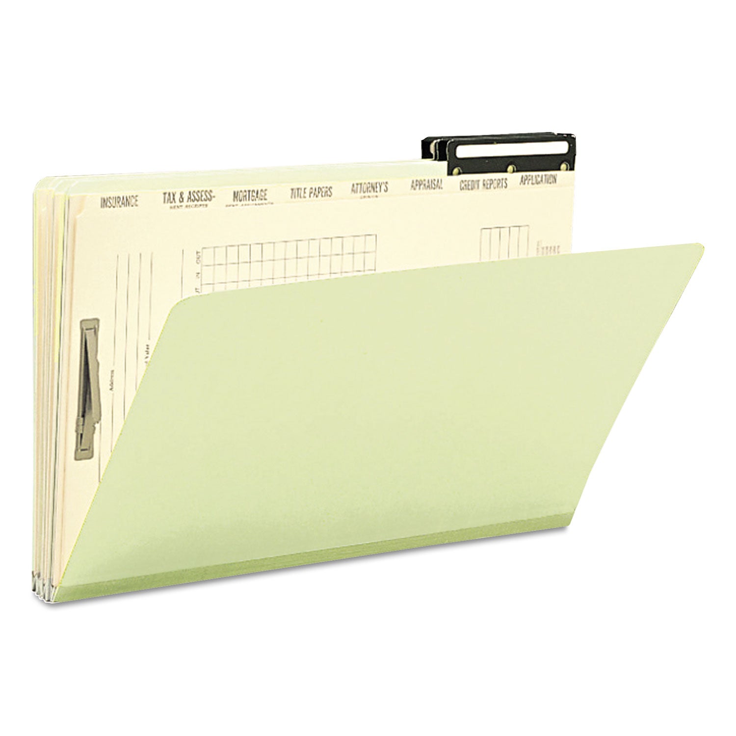 Smead Pressboard Mortgage Folders, 1" Expansion, 8 Dividers, 1 Fastener, Legal Size, Green Exterior, 10/Box (78208)