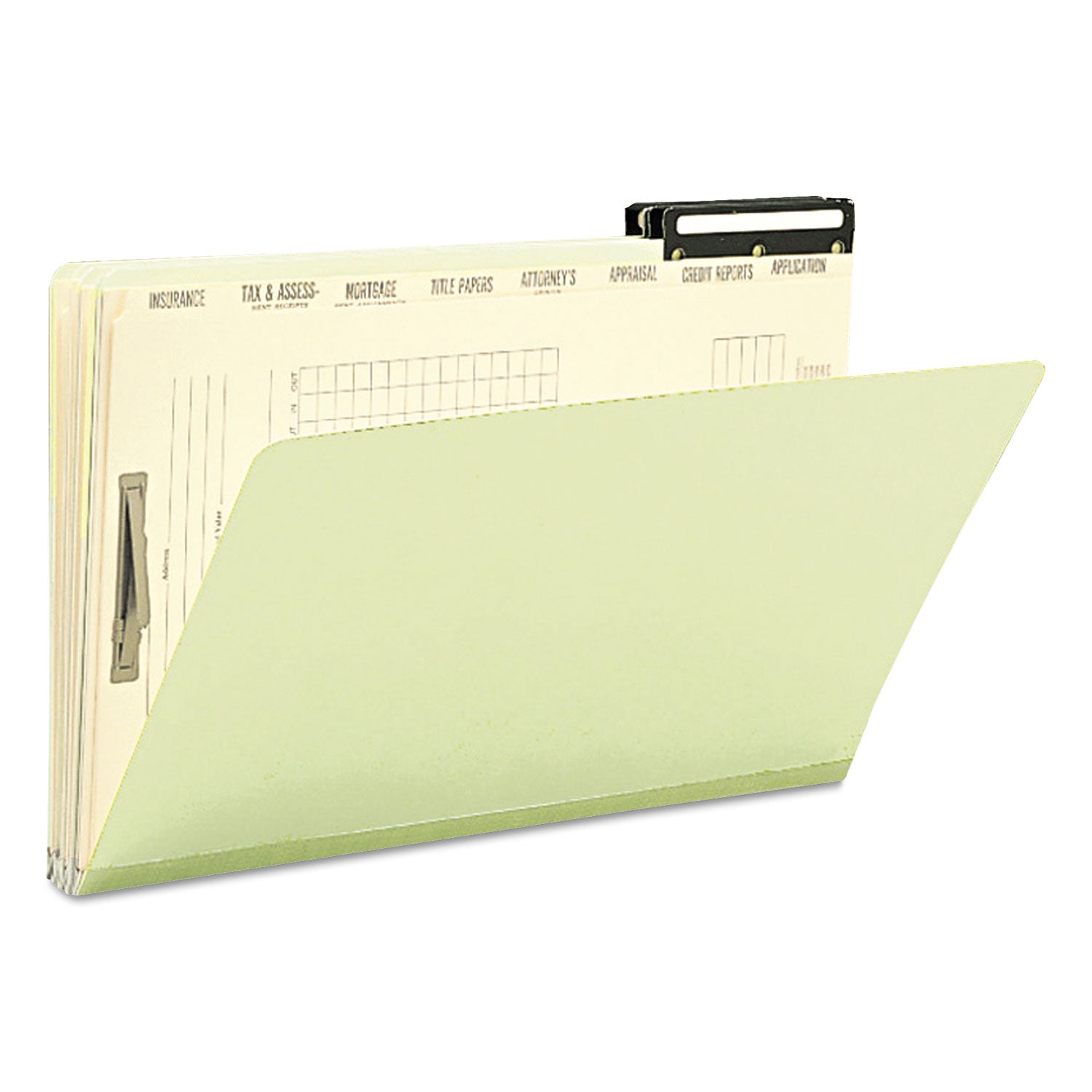 Smead Pressboard Mortgage Folders, 1" Expansion, 8 Dividers, 1 Fastener, Legal Size, Green Exterior, 10/Box (78208)