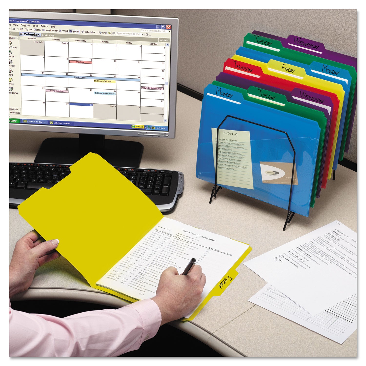 Smead Poly Colored File Folders With Slash Pocket, 1/3-Cut Tabs: Assorted, Letter Size, 0.75" Expansion, Assorted Colors, 30/Box (10540)
