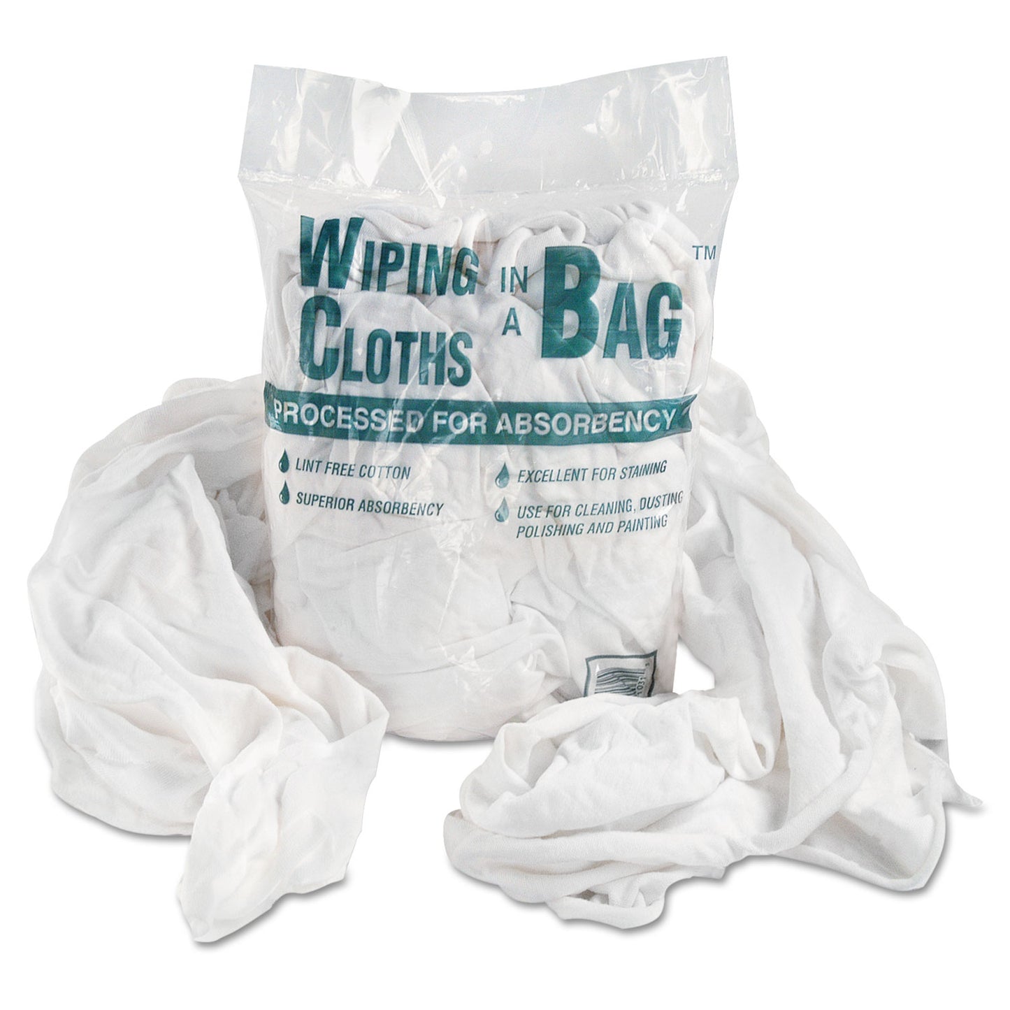 General Supply Bag-A-Rags Reusable Wiping Cloths, Cotton, White, 1 lb Pack (N250CW01)