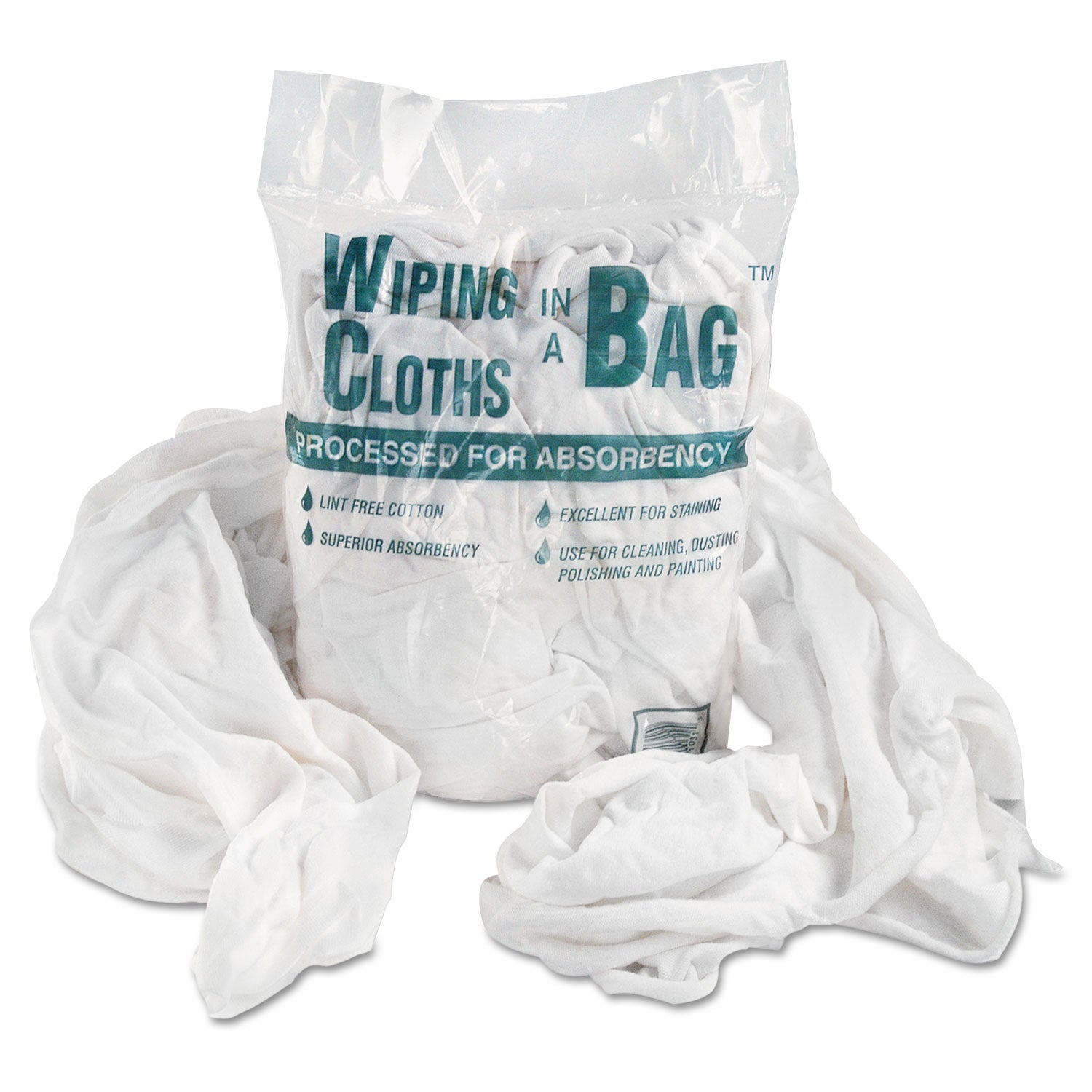 General Supply Bag-A-Rags Reusable Wiping Cloths, Cotton, White, 1 lb Pack (N250CW01)