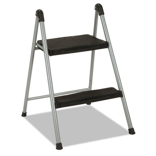 COSCO Folding Step Stool, 2-Step, 200 lb Capacity, 16.9" Working Height, Platinum/Black (11024PBL1E)