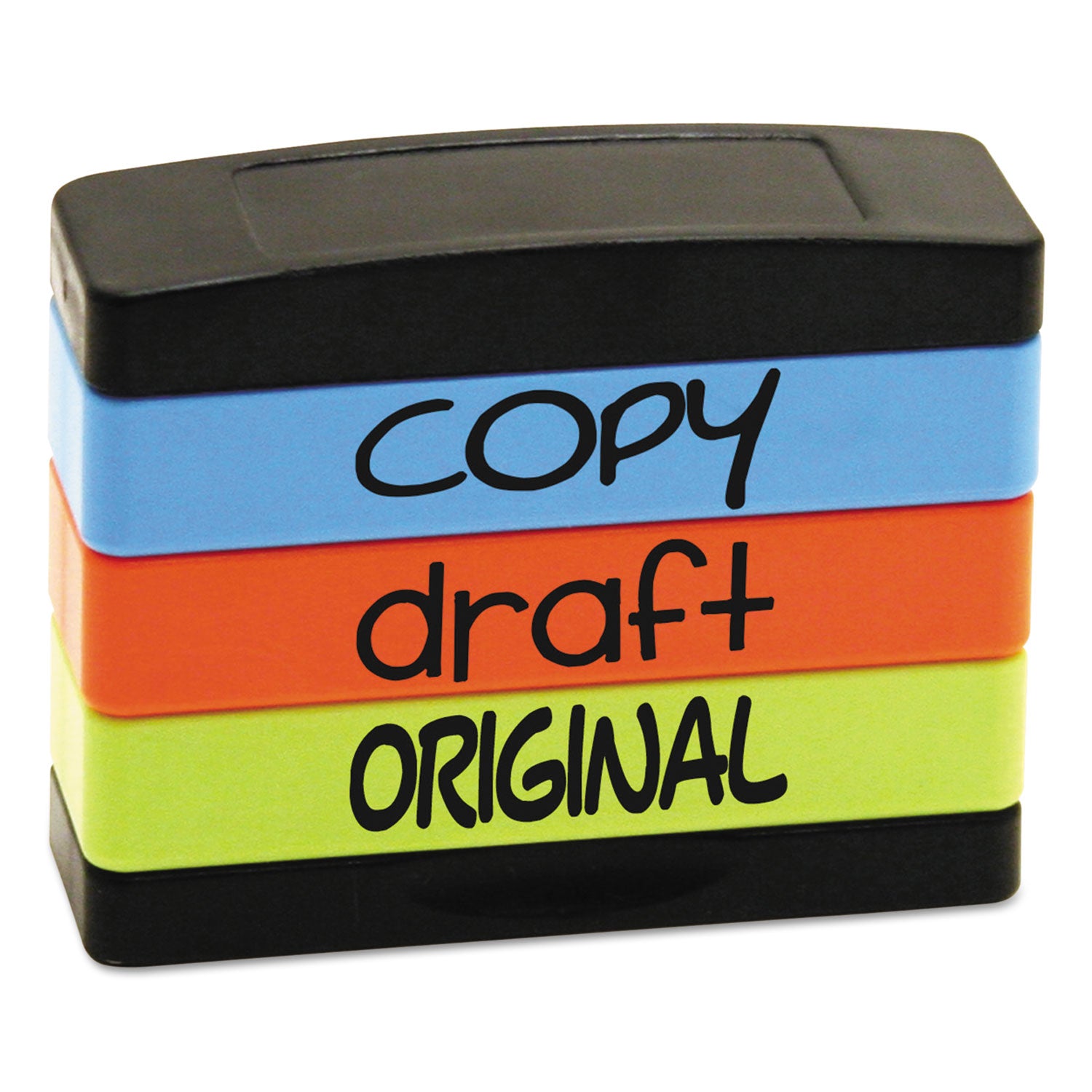 Trodat Interlocking Stack Stamp, COPY, DRAFT, ORIGINAL, 1.81" x 0.63", Assorted Fluorescent Ink (8801)