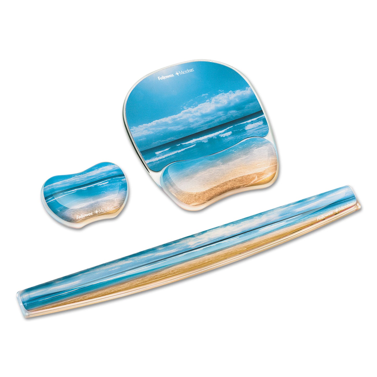 Fellowes Photo Gel Keyboard Wrist Rest with Microban Protection, 18.56 x 2.31, Sandy Beach Design (9179401)