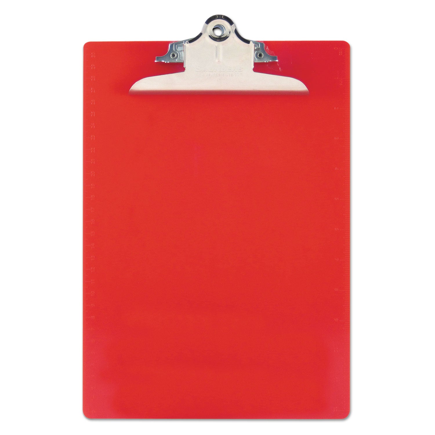 Saunders Recycled Plastic Clipboard with Ruler Edge, 1" Clip Capacity, Holds 8.5 x 11 Sheets, Red (21601)