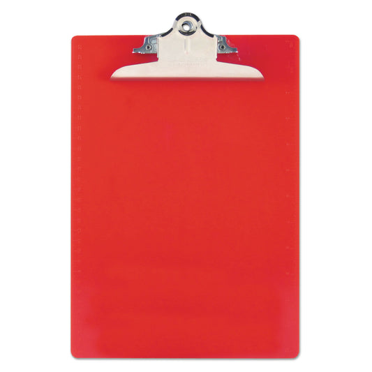 Saunders Recycled Plastic Clipboard with Ruler Edge, 1" Clip Capacity, Holds 8.5 x 11 Sheets, Red (21601)